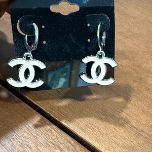 Chanel Upcycled Silver pink Earrings